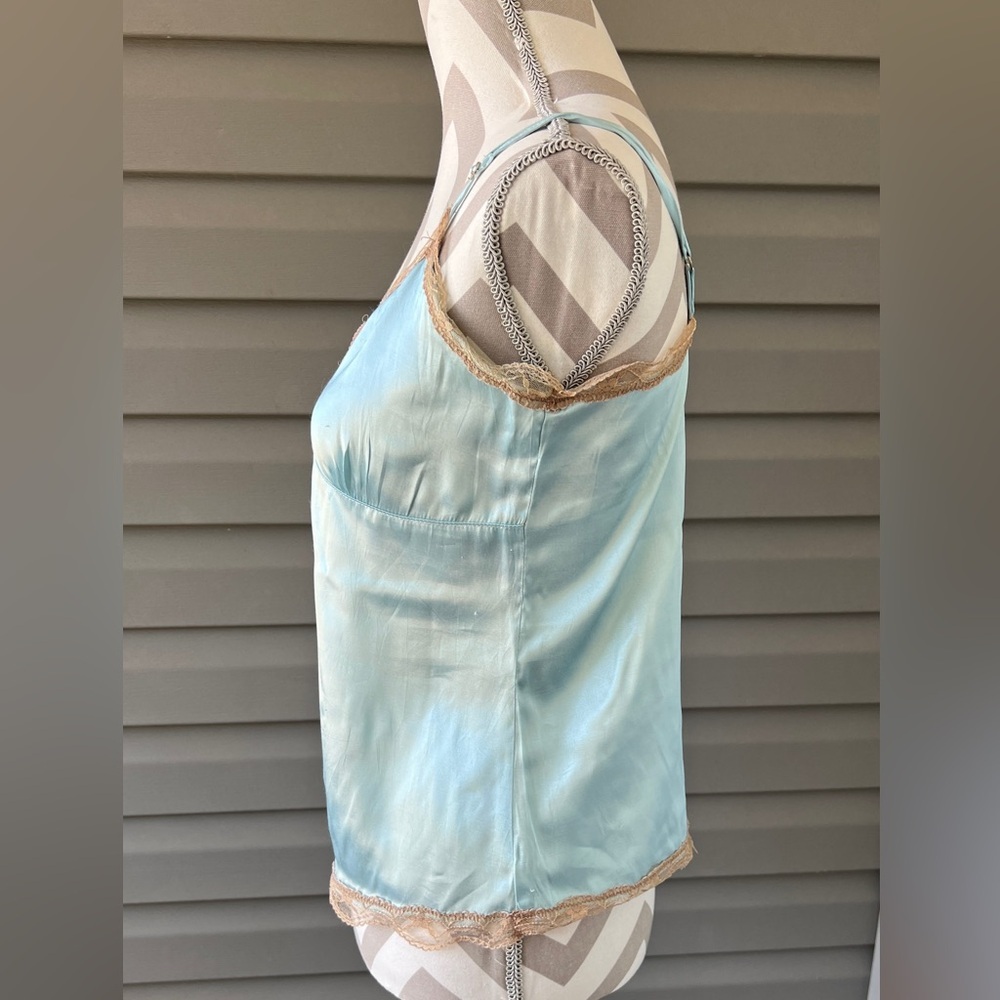 Vintage Y2K Old Navy Lace Blue Tan camisole Top Sz M - Picture 5 of 15